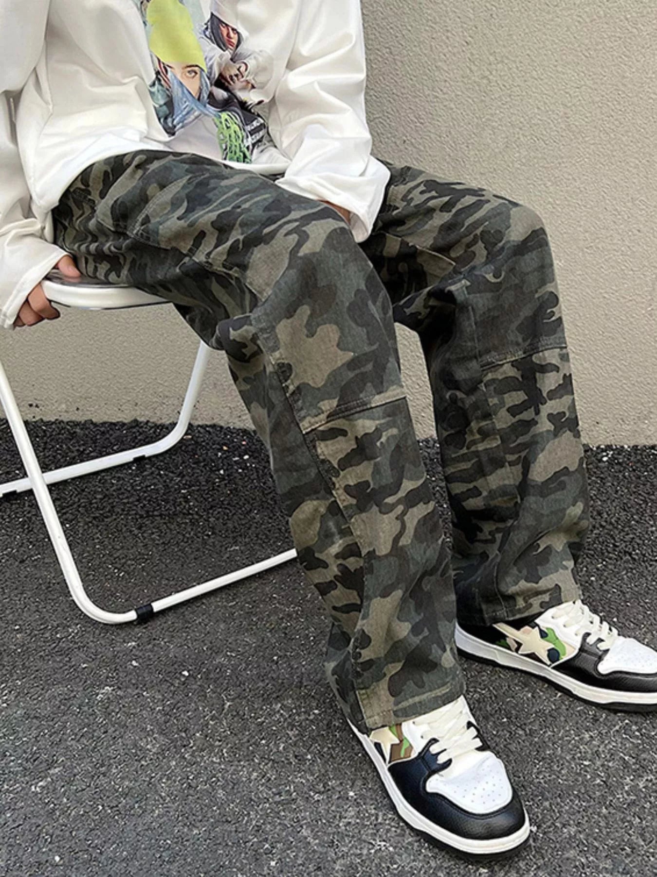 Men's Full Size Camouflage Loose Fit Jeans Plus Wize by Trendsi