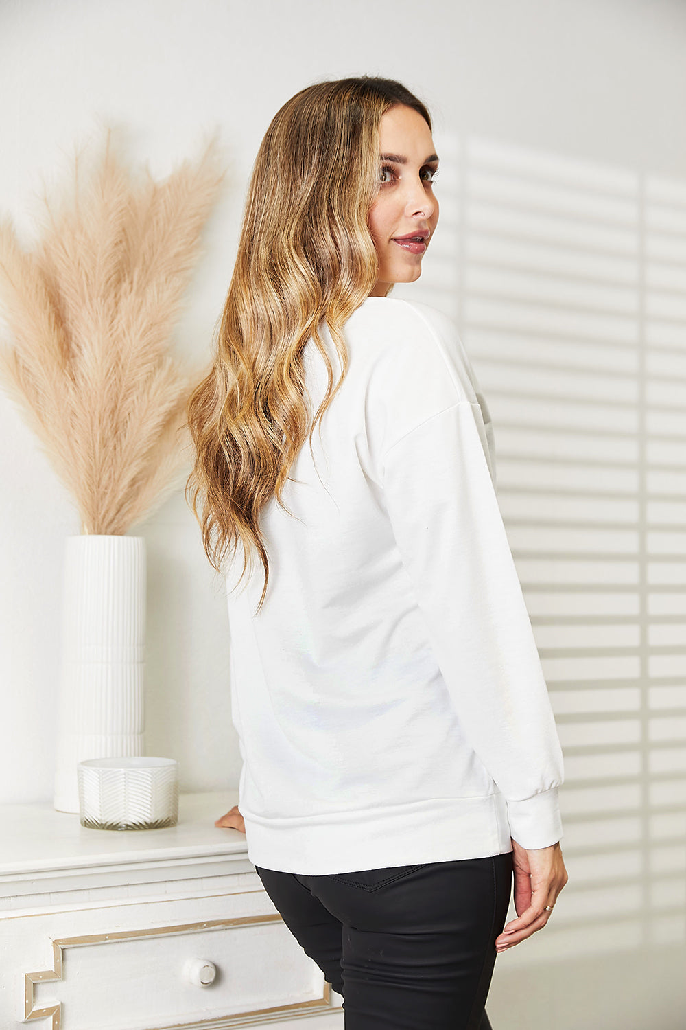 Simply Love Graphic Dropped Shoulder Round Neck Sweatshirt by Trendsi