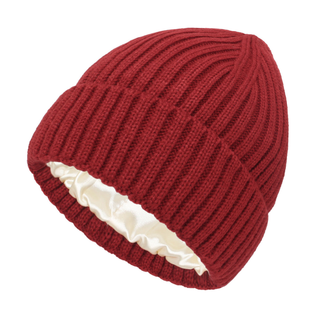 Satin Warm All-matching Slipover Knitted Hat by DC-THE CEO