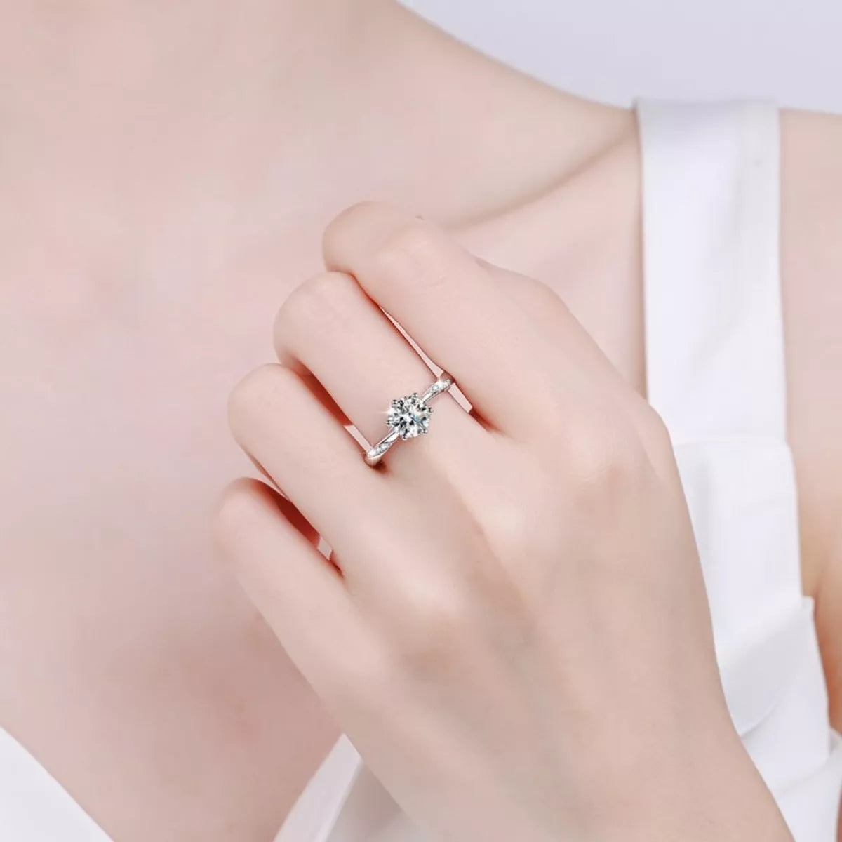 1 Carat Moissanite 925 Sterling Silver Ring by Trendsi