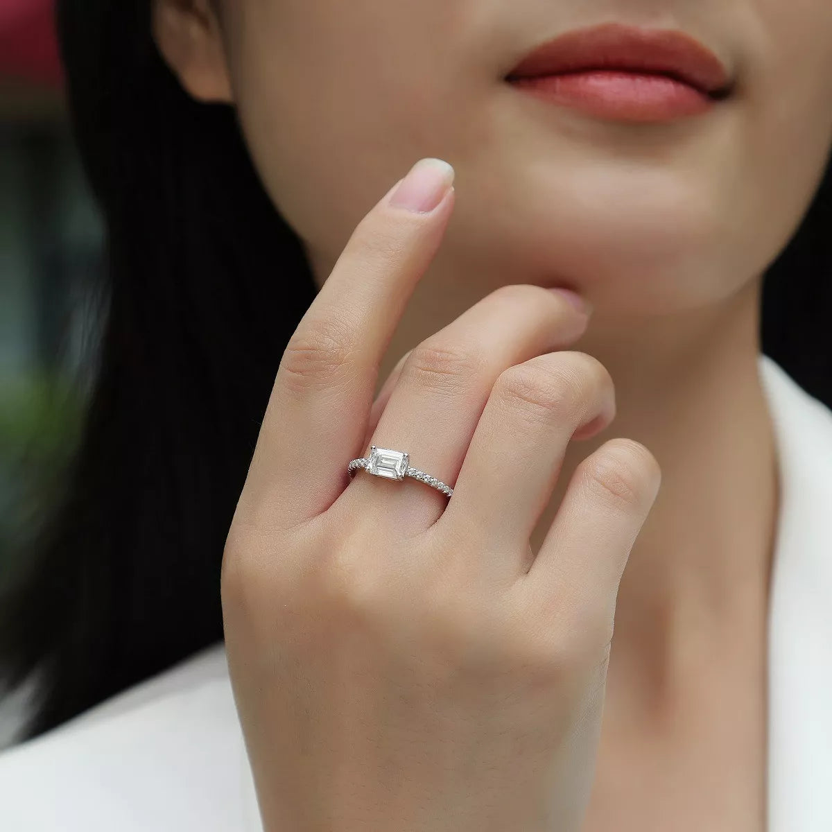 1 Carat 925 Sterling Silver Moissanite Geometric Ring by Trendsi
