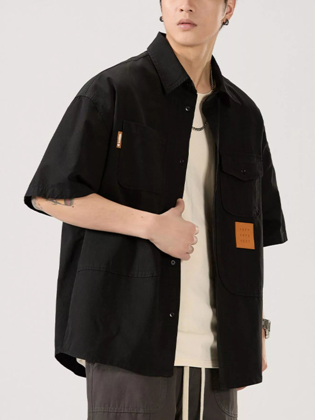 Men's Full Size Casual Short Sleeve Shirt Plus Size by Trendsi