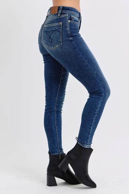 Judy Blue Full Size Run Mid-Rise Waist Skinny Jeans with Thermal Lining by Trendsi