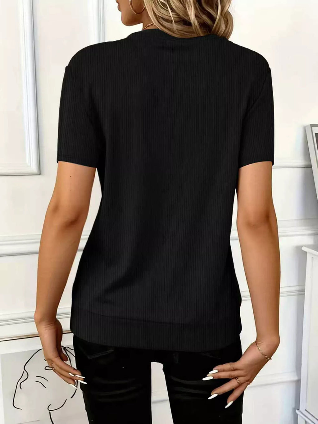 Half Zip Short Sleeve Top by Trendsi