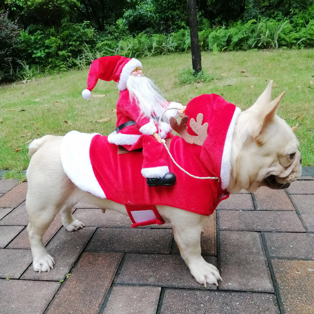 Dog Christmas Clothes Santa Claus Riding Deer by DC-THE CEO