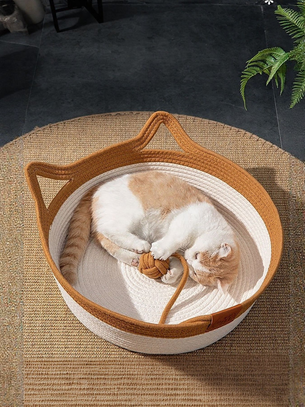 Cat Ear Woven Pet Nest by Trendsi