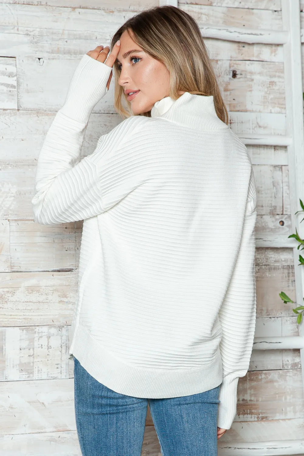 Half Zip Long Sleeve Knit Top by Trendsi