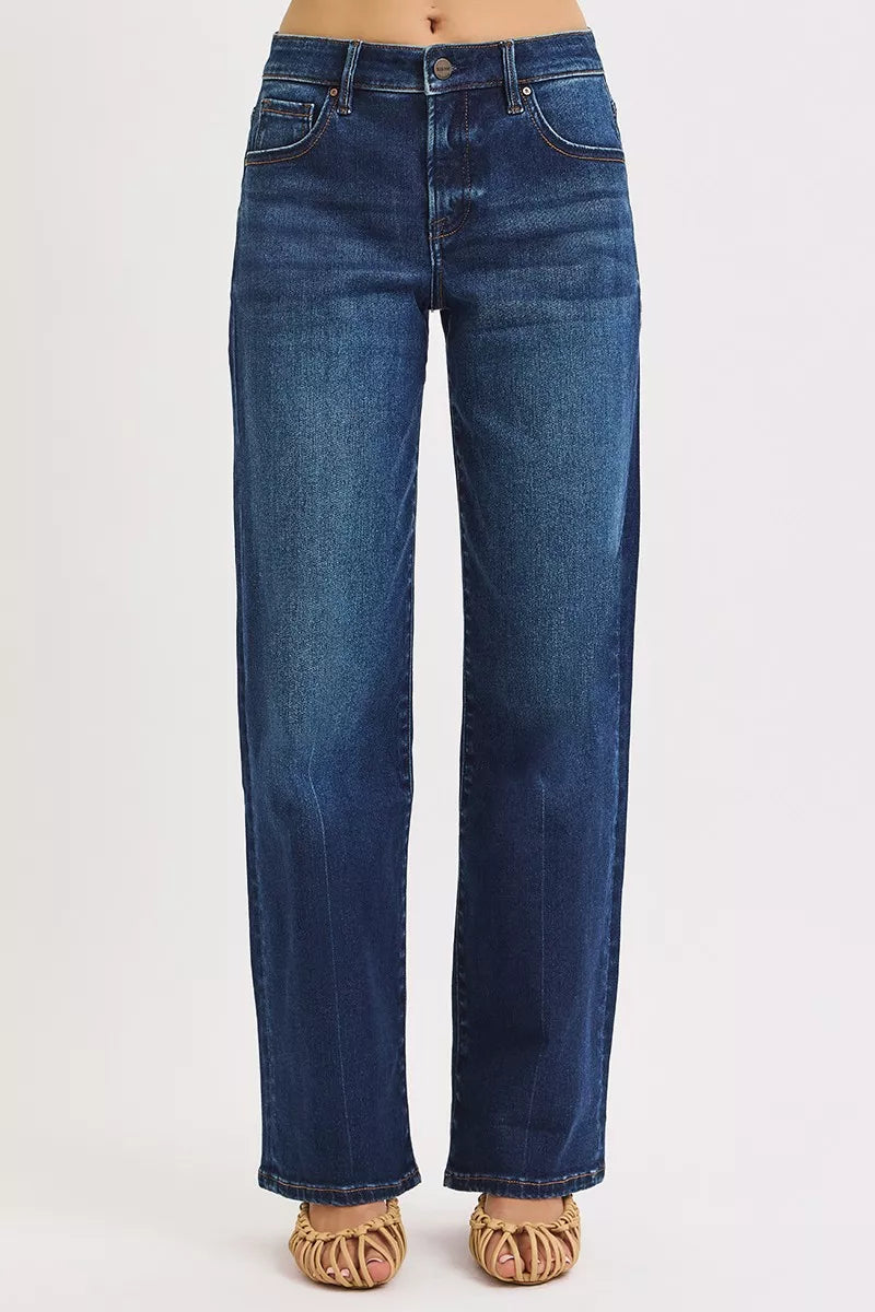 RISEN Mid Rise Wide Baggy Jeans by Trendsi