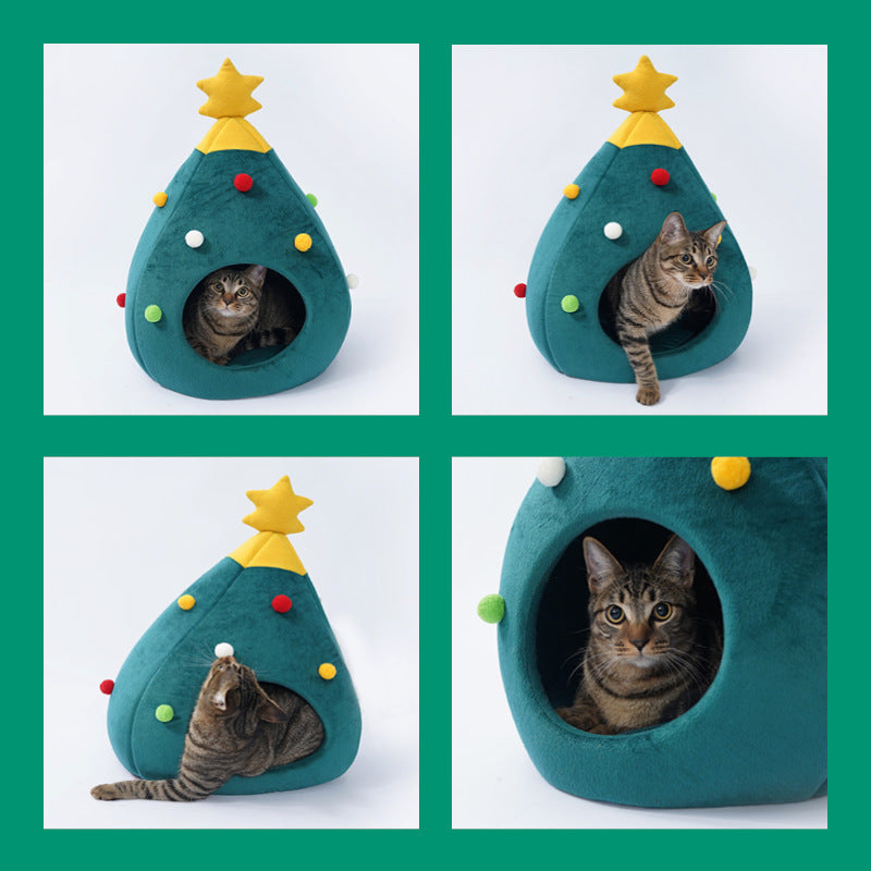 Pet Christmas Tree Cat Cat Bed Cat Mat Kennel Felt Litter Cat Supplies by DC-THE CEO