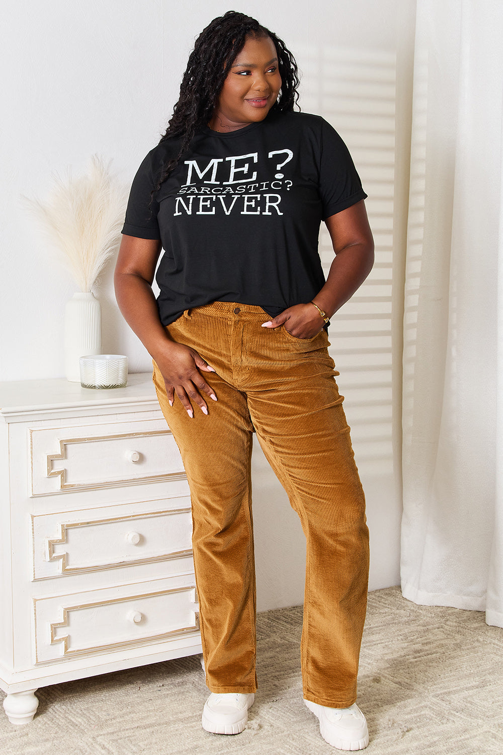 Simply Love Letter Graphic Round Neck T-Shirt by Trendsi
