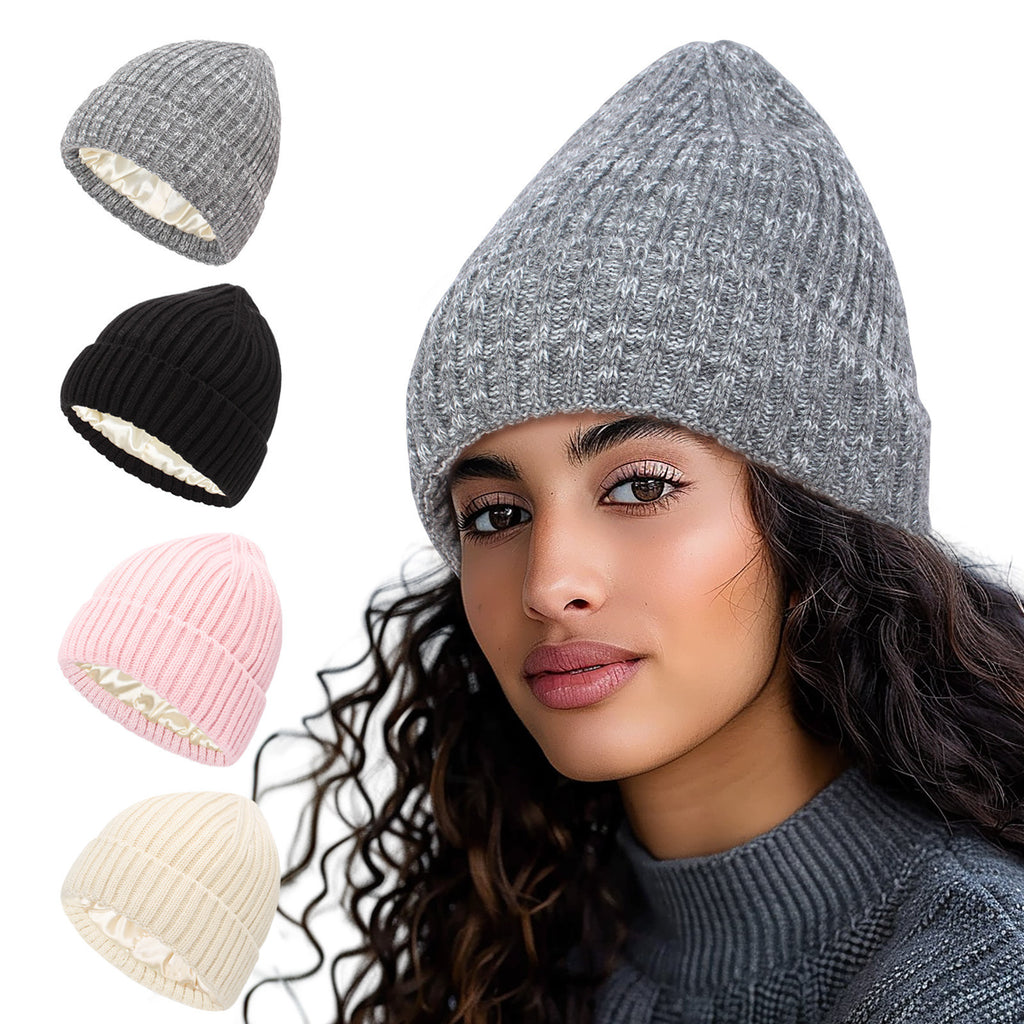 Satin Warm All-matching Slipover Knitted Hat by DC-THE CEO