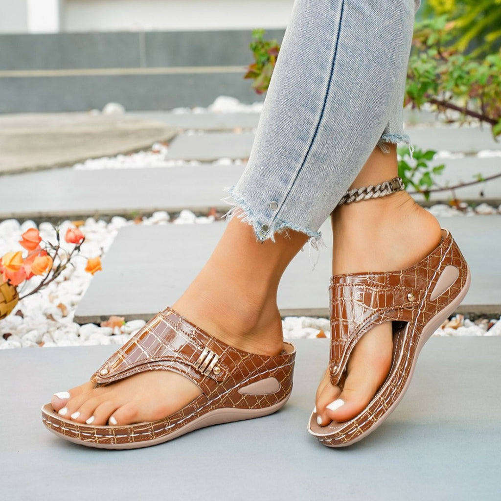 Toe Post Wedge Sandals by Trendsi