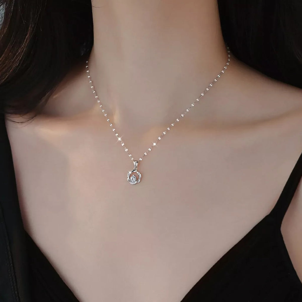 925 Sterling Silver Zircon Pendant Necklace by Trendsi