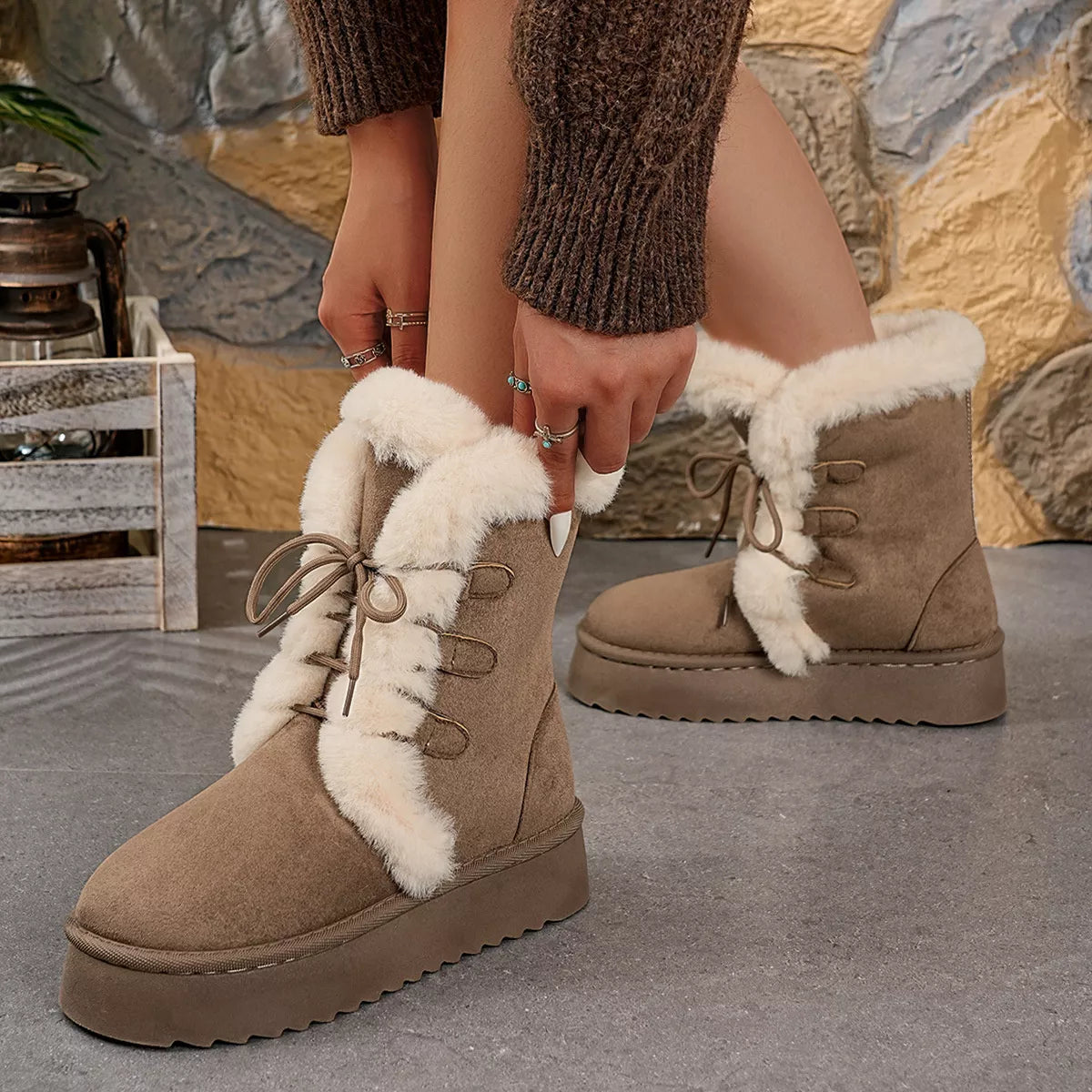 Round Toe Platform Boots by Trendsi