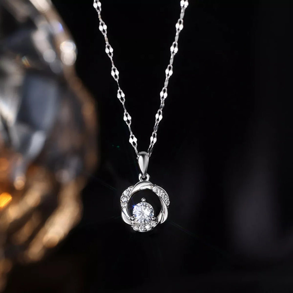 925 Sterling Silver Zircon Pendant Necklace by Trendsi