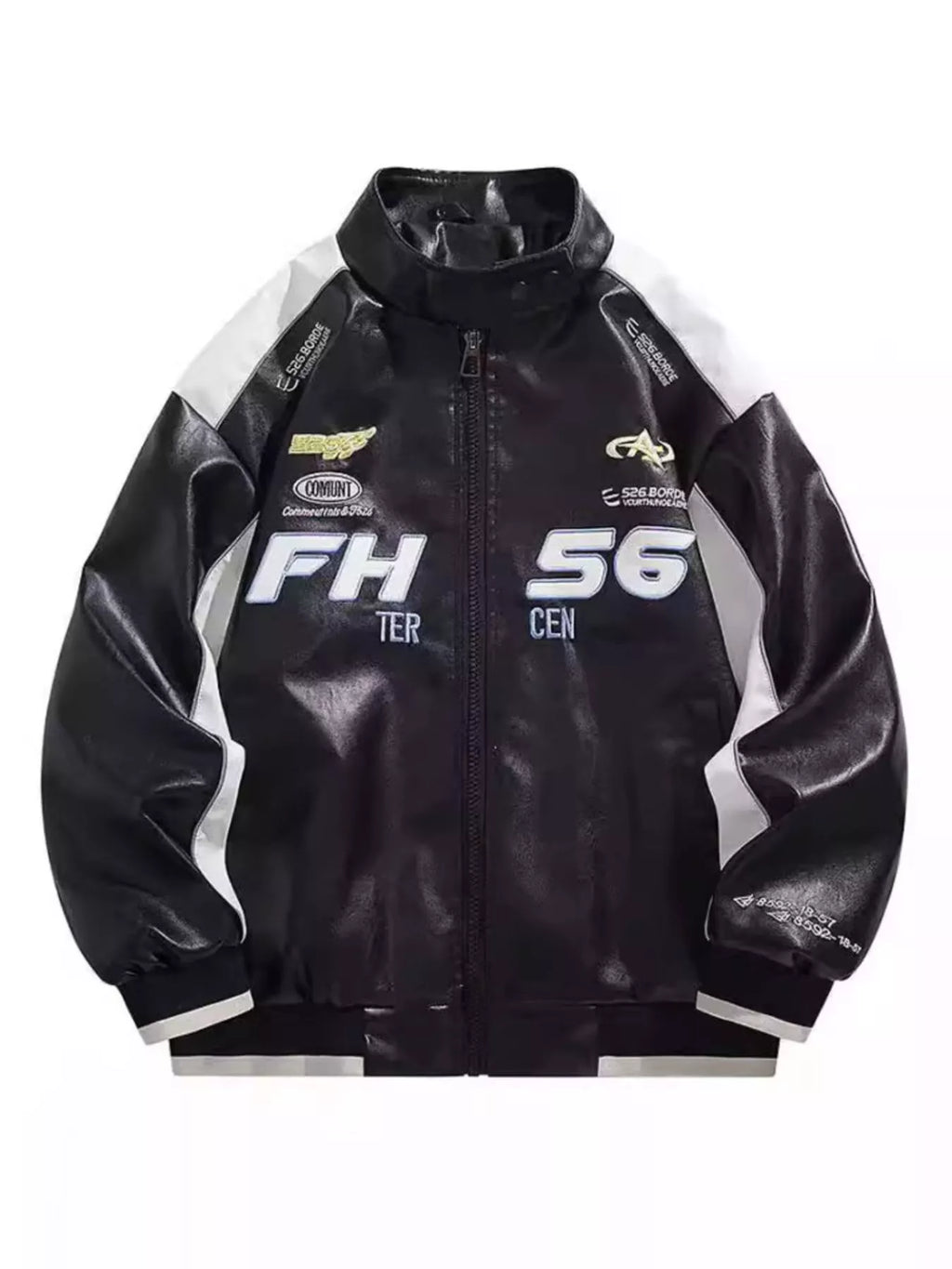 Men's Plus Size Zip Up Contrast Long Sleeve Jacket by Trendsi