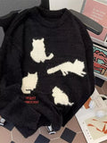 Men's Plus Size Cute Cat Pattern Knitted Pullover by Trendsi