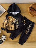 Children's Lion King Print Hoodie and Pants Set by Trendsi