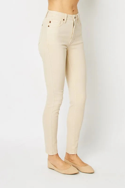 Judy Blue Full Size Garment Dyed Tummy Control Skinny Jeans by Trendsi
