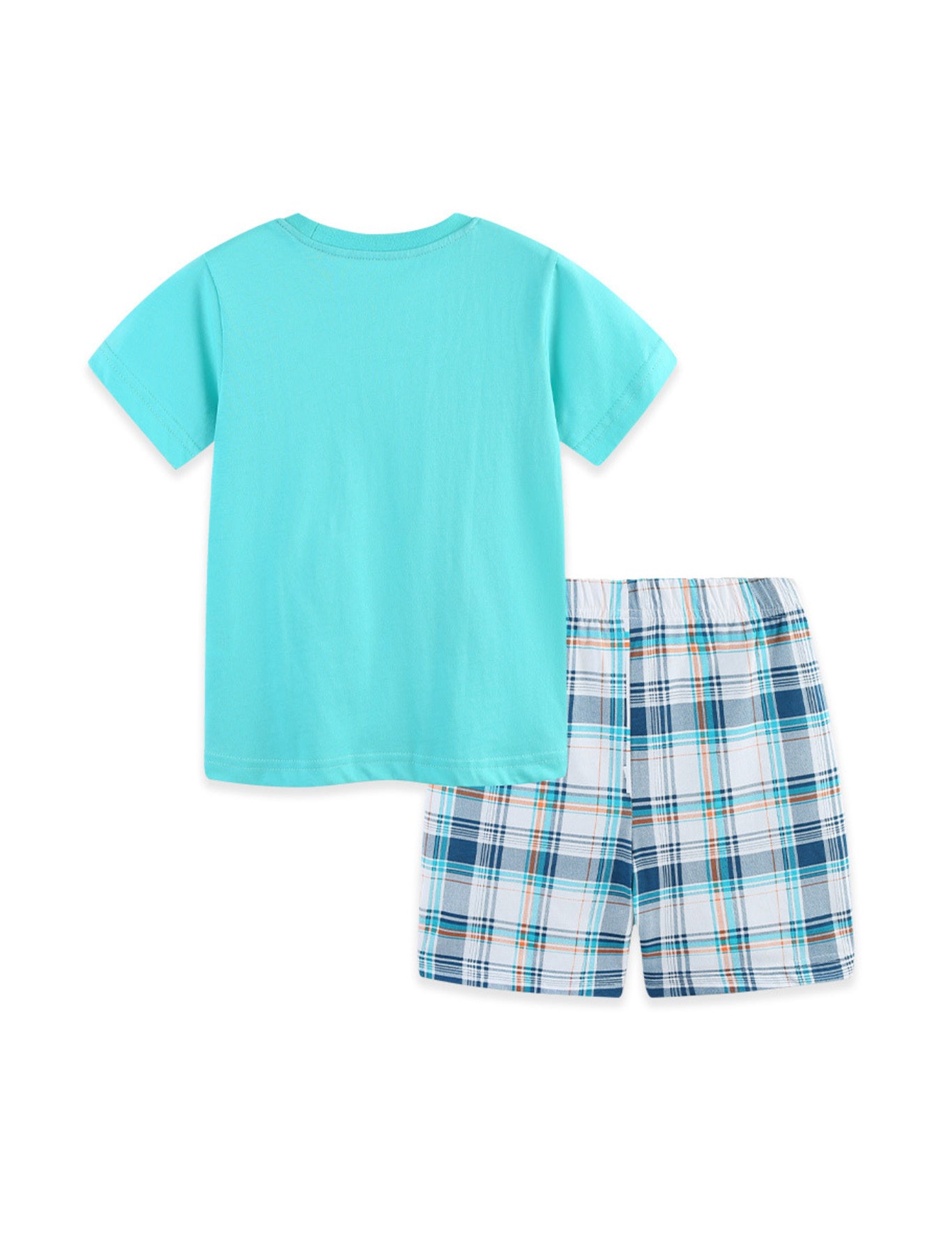 Children's Ocean Friends Tee and Plaid Shorts Set by Trendsi