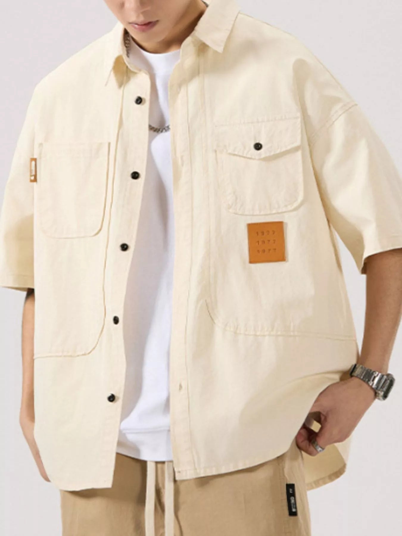 Men's Full Size Casual Short Sleeve Shirt Plus Size by Trendsi