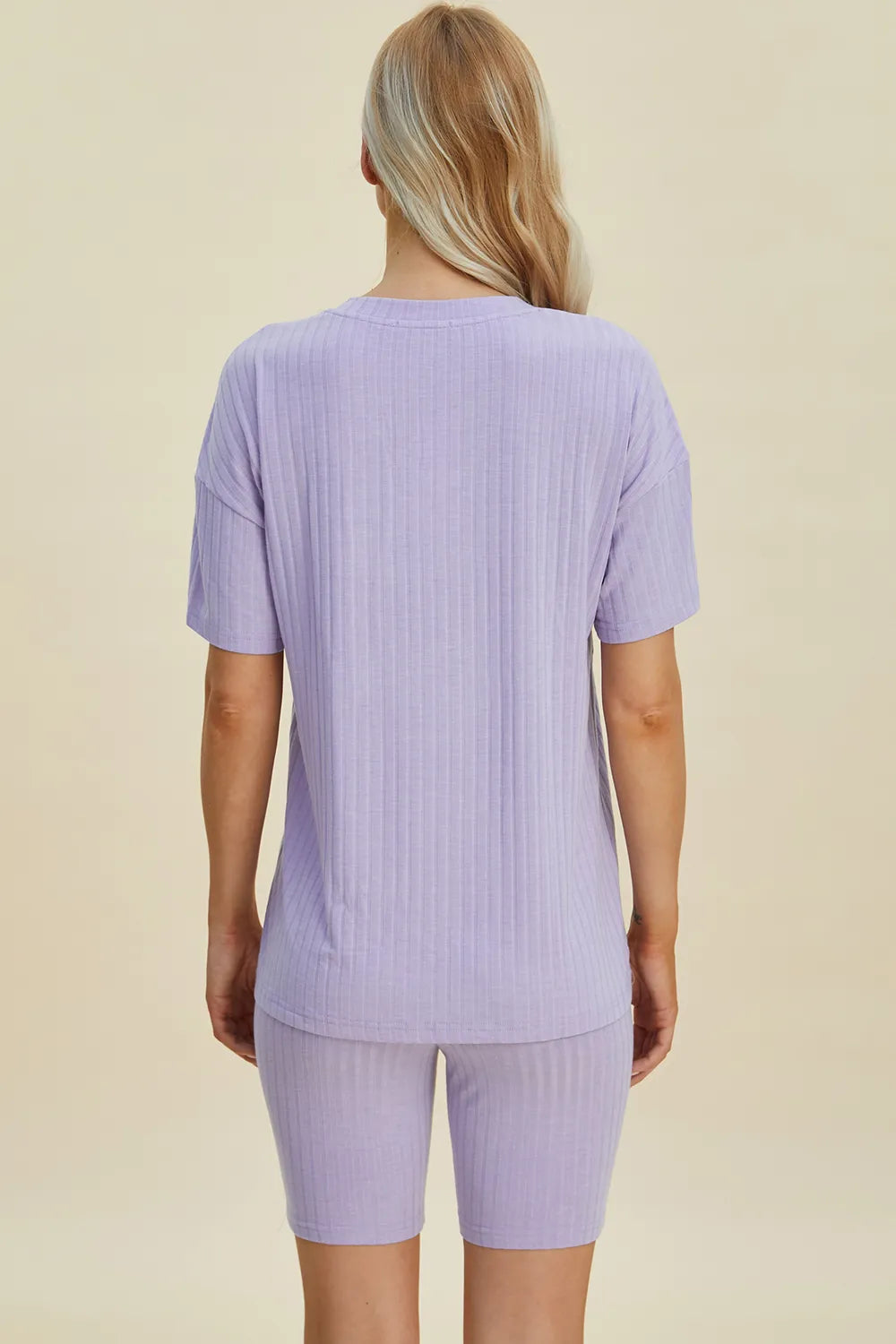 Basic Bae Full Size Ribbed V-Neck Short Sleeve Top and Shorts Set by Trendsi