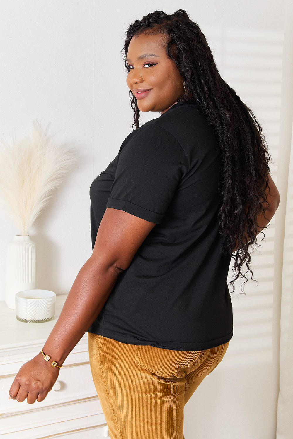 Simply Love Letter Graphic Round Neck T-Shirt by Trendsi