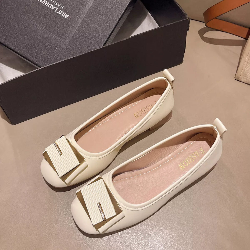 Round Toe Block Heels Slip-Ons by Trendsi