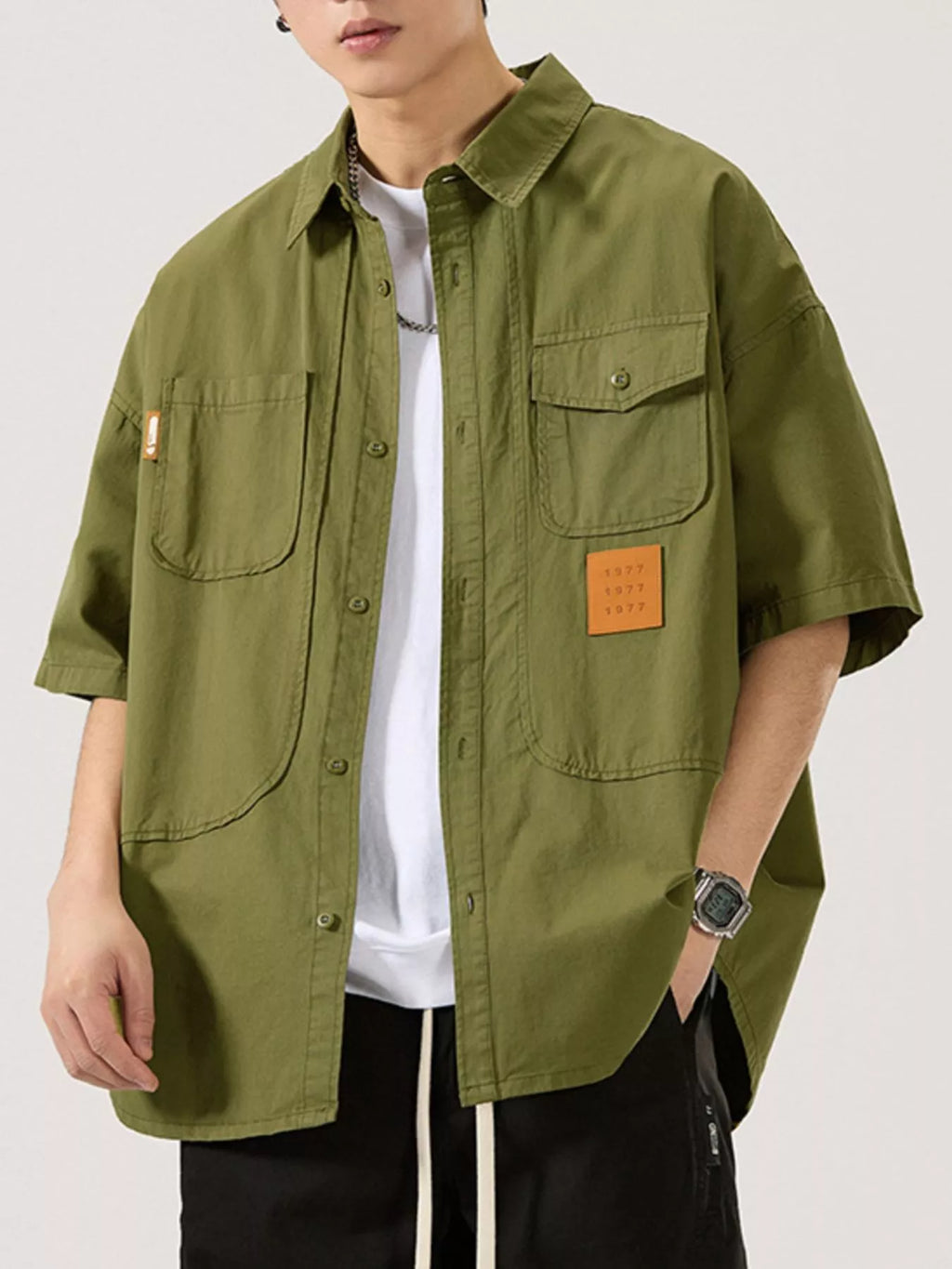 Men's Full Size Casual Short Sleeve Shirt Plus Size by Trendsi