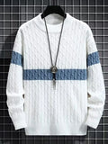 Men's Plus Size Color Block Round Neck Sweater by Trendsi