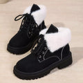 Lace Up Round Toe Block Heels Boots by Trendsi