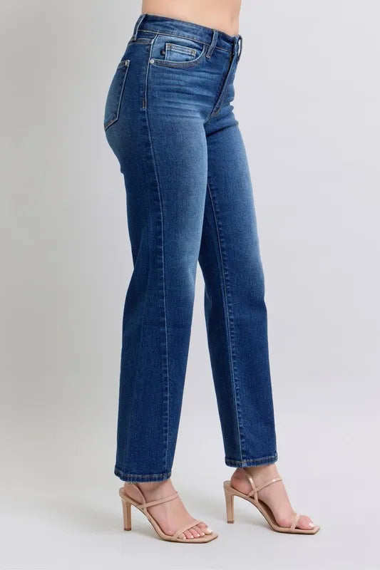 Judy Blue Full Size Side Seam Detail Straight Jeans with Pockets by Trendsi