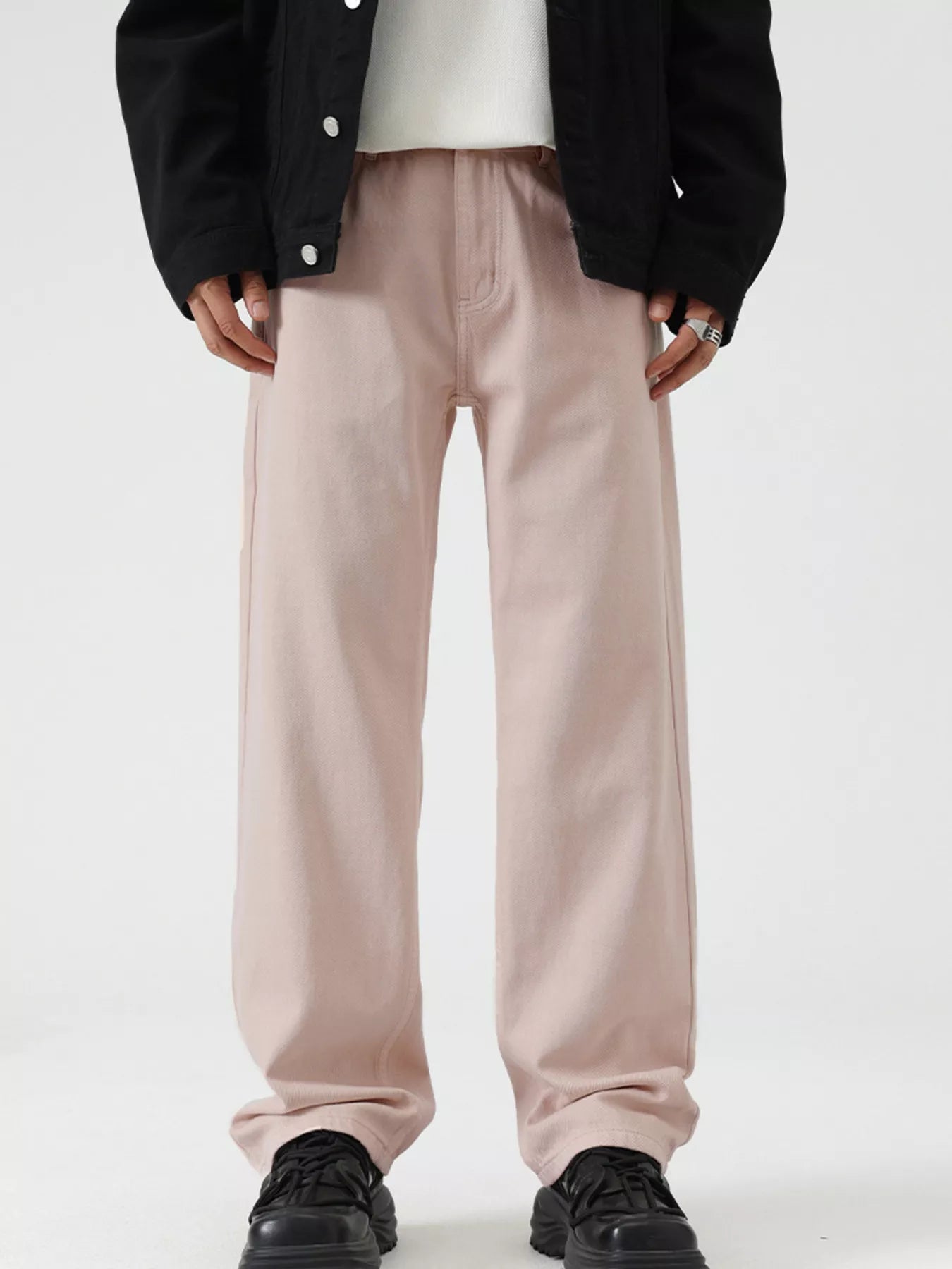Men's Vintage Wash Wide Leg Jeans by Trendsi