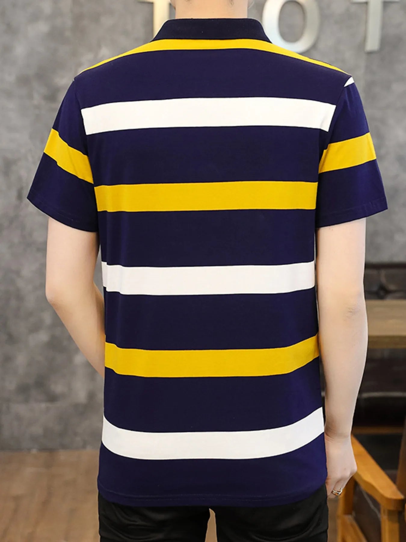 Men's Plus Size Striped Slim Fit Polo Shirt by Trendsi