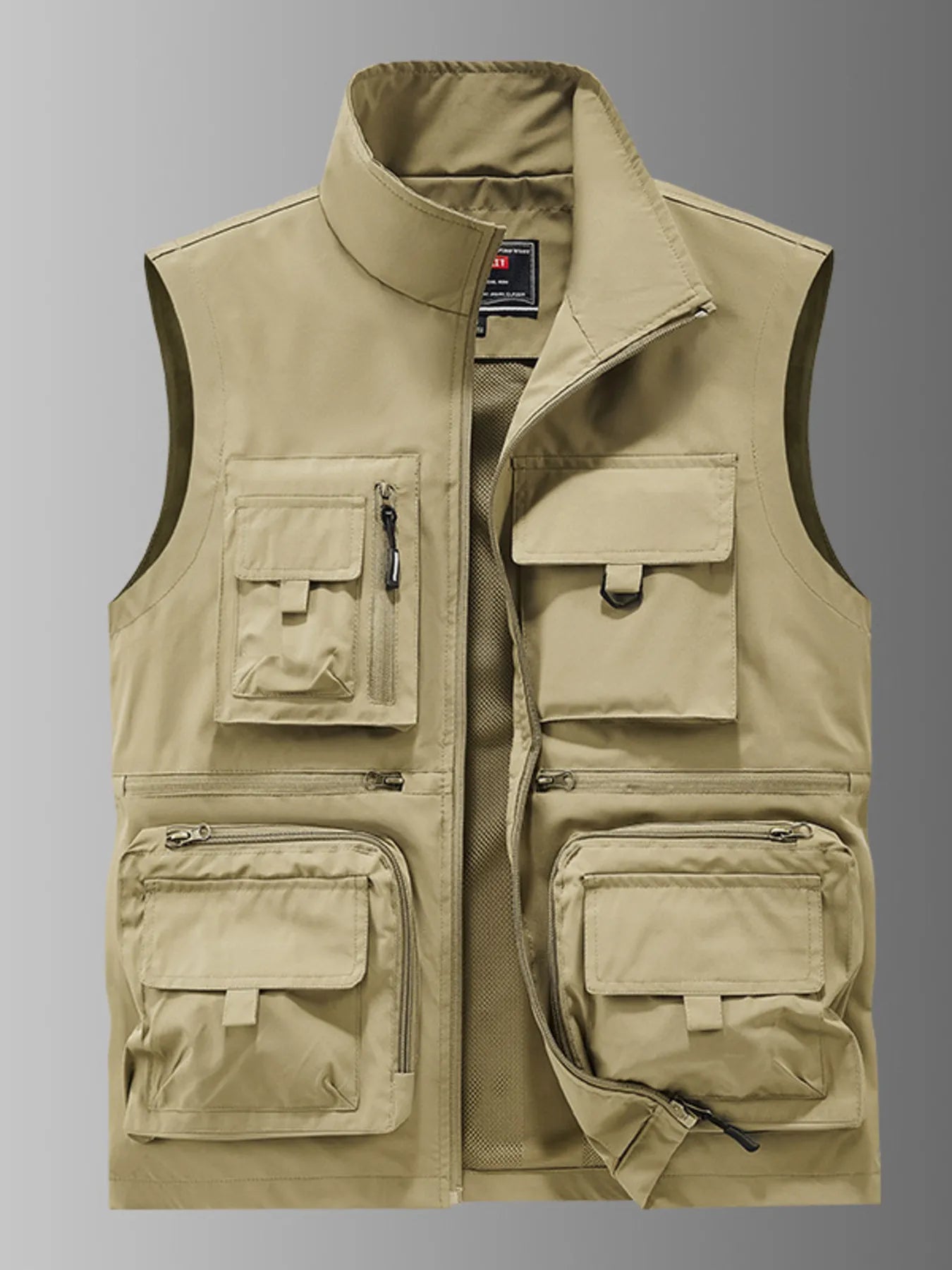 Men's Plus Size Multi-Pocket Outdoor Utility Vest by Trendsi
