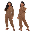 Fleece-lined Thickened Furry Jumpsuit Hooded Pajamas by DC-THE CEO