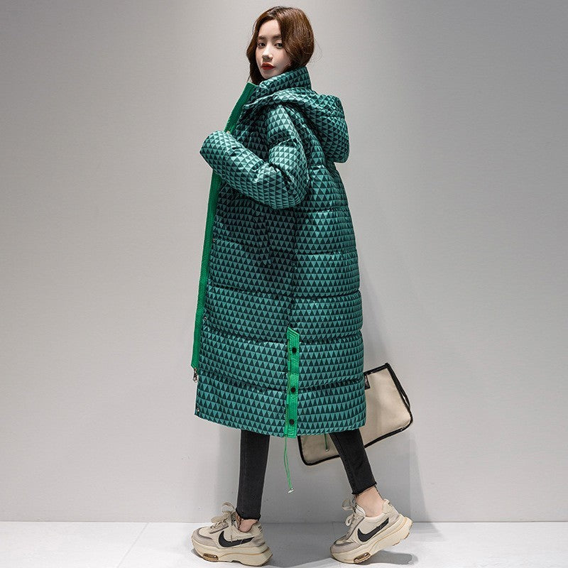 Plaid Down Cotton-padded Coat For Women Houndstooth by DC-THE CEO