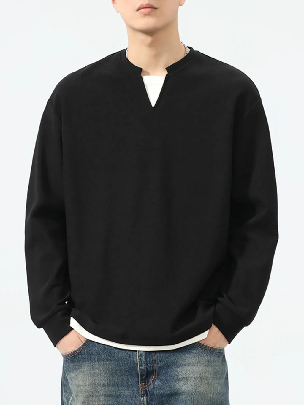 Men's Plus Size Waffle Knit Long Sleeve Top by Trendsi