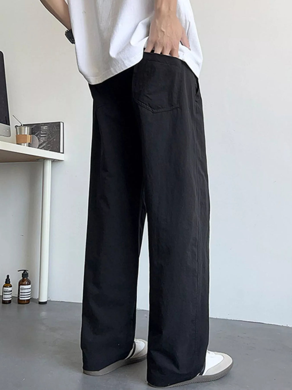 Men's Loose Fit Drawstring Casual Pants by Trendsi