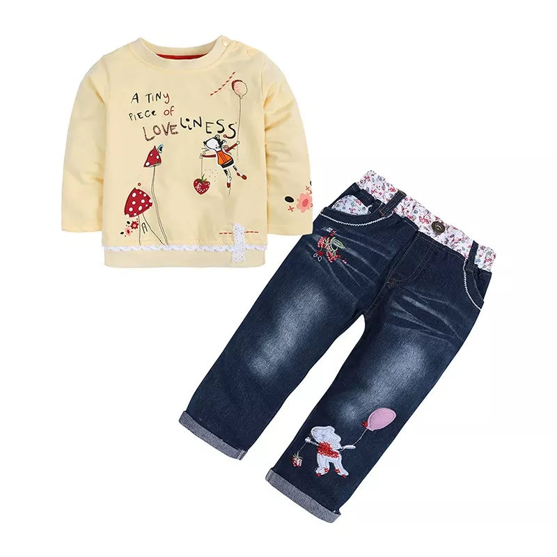 Children's Round Neck Top and Jeans Set by Trendsi