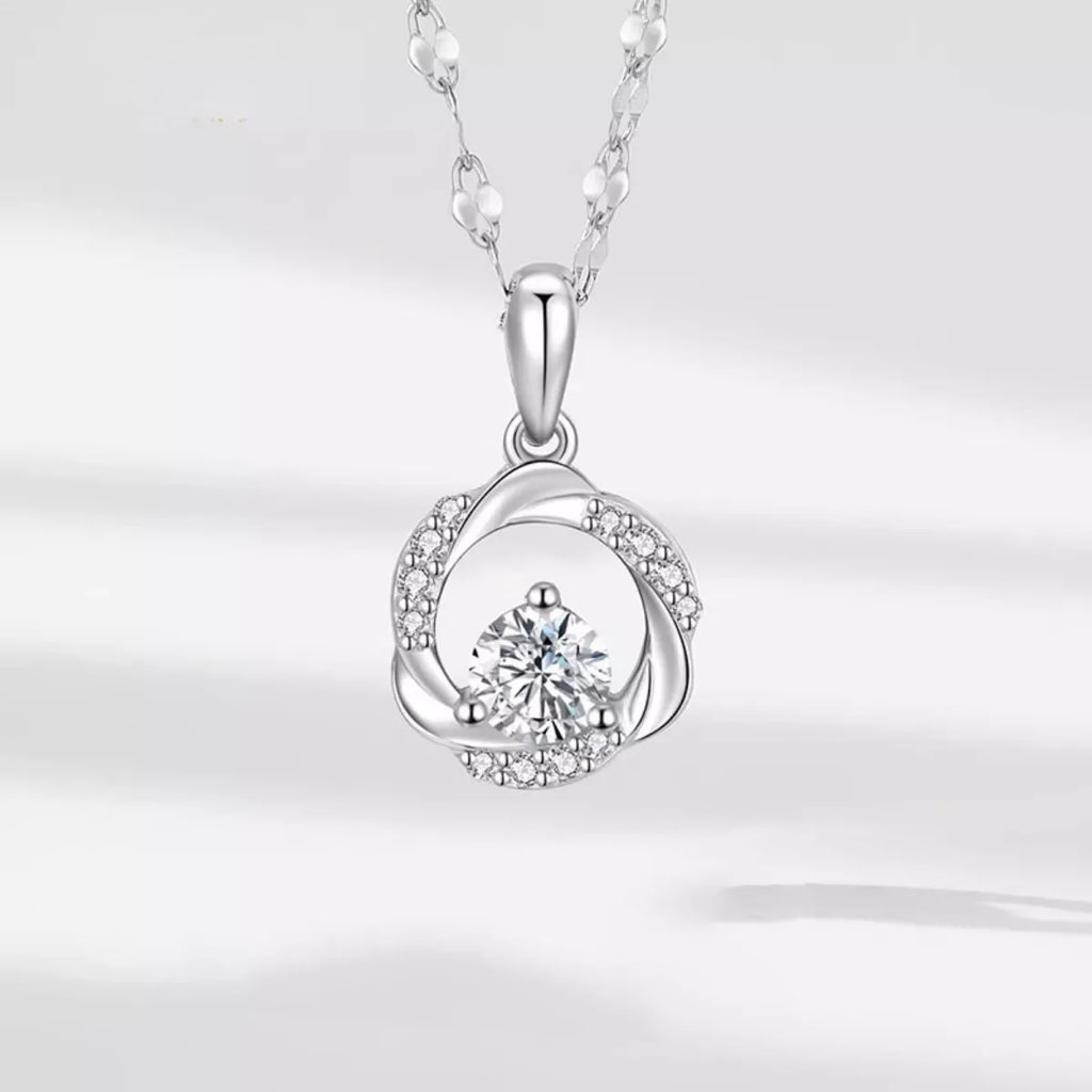 925 Sterling Silver Zircon Pendant Necklace by Trendsi