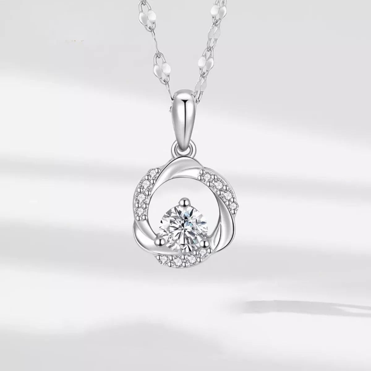 925 Sterling Silver Zircon Pendant Necklace by Trendsi