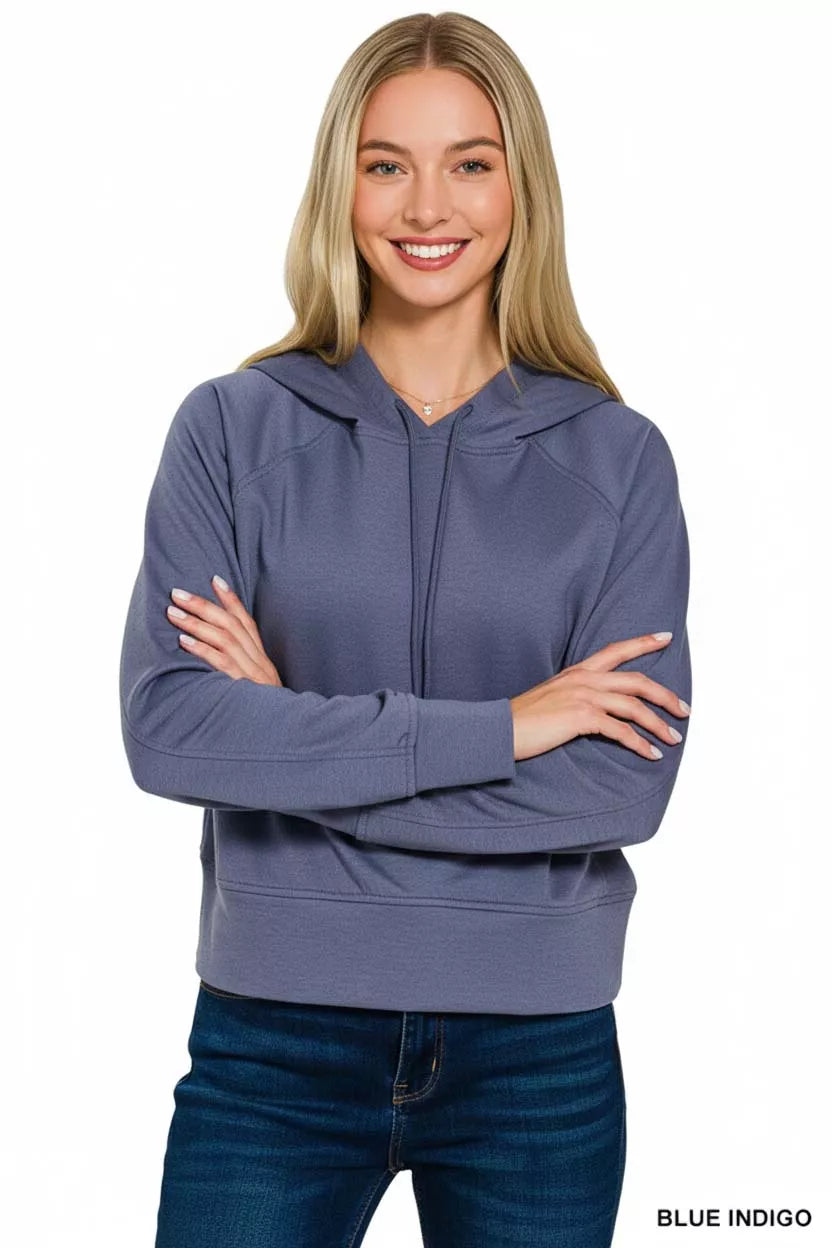Zenana Drawstring Scuba Hoodie by Trendsi