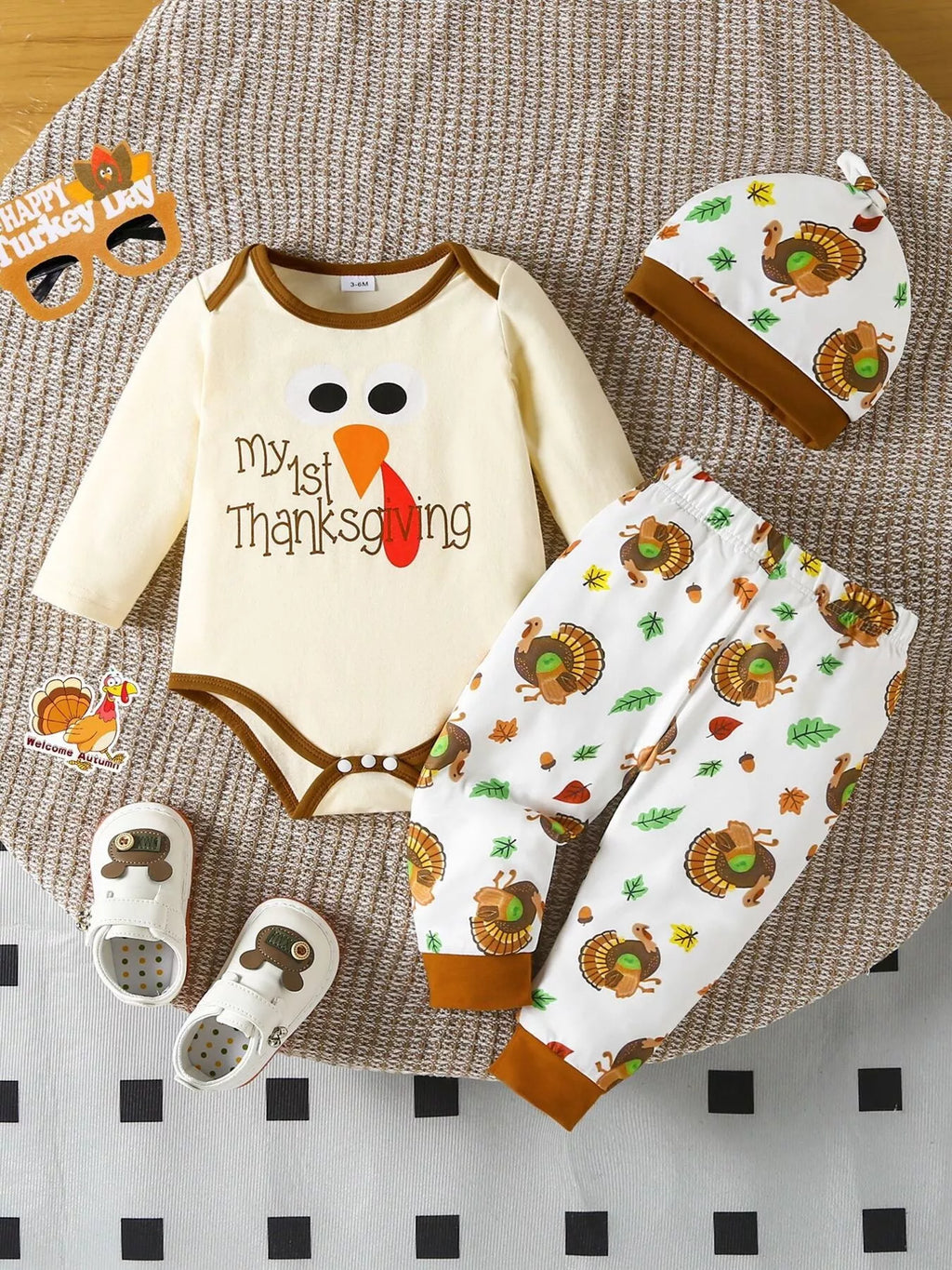 Children's My 1st Thanksgiving Turkey Graphic 3-Piece Set by Trendsi