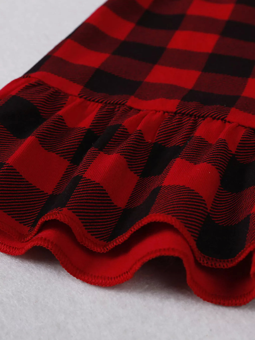 Children's Plaid Ruffle Hem Long Sleeve Dress by Trendsi