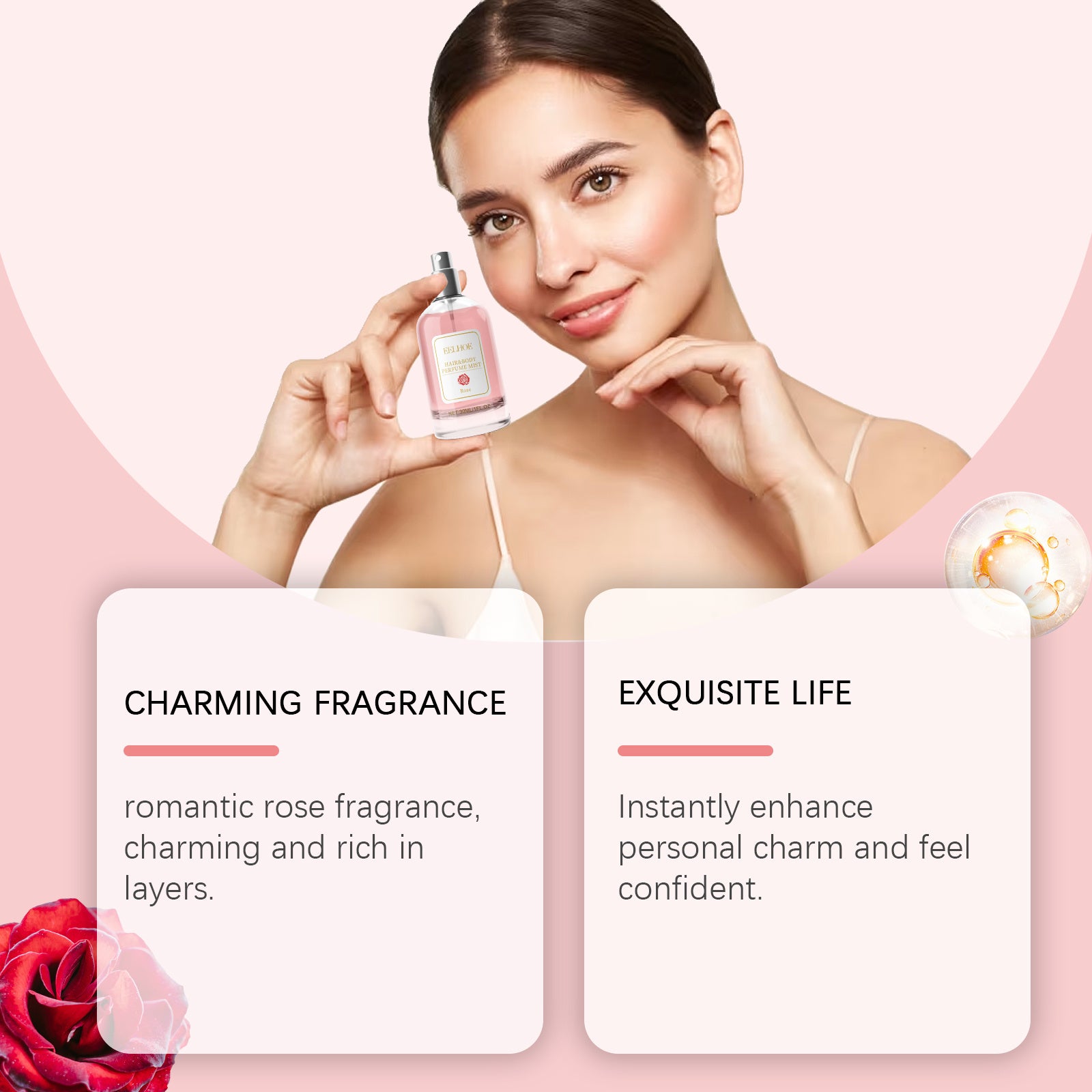 EELHOE Rose Body Hair Eau De Parfum Spray Fresh And Elegant With Fragrance And Charm Perfume Spray by DC-THE CEO