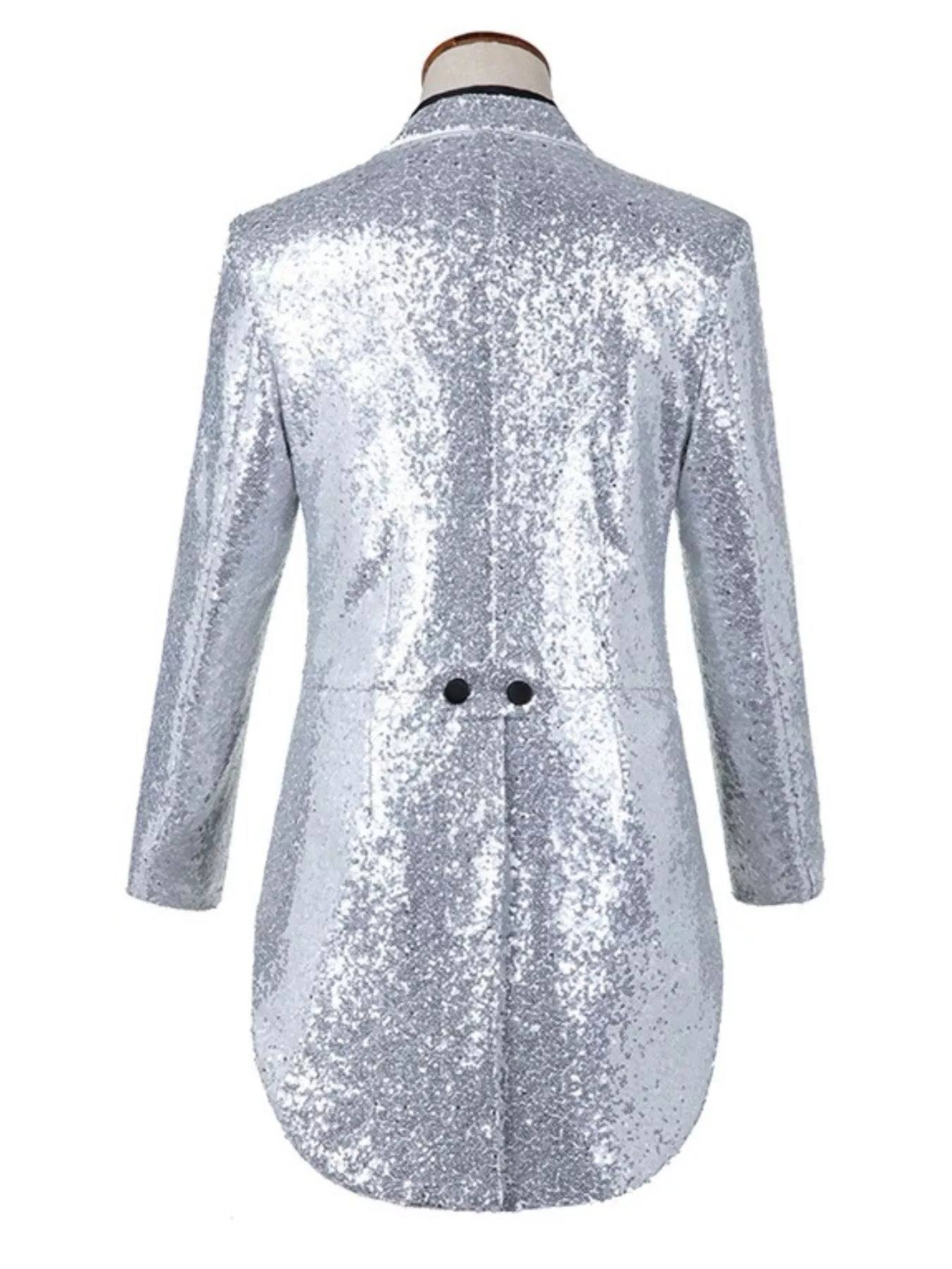 Men's Plus Size Sequin Button Up Long Sleeve Tailcoat Blazer by Trendsi