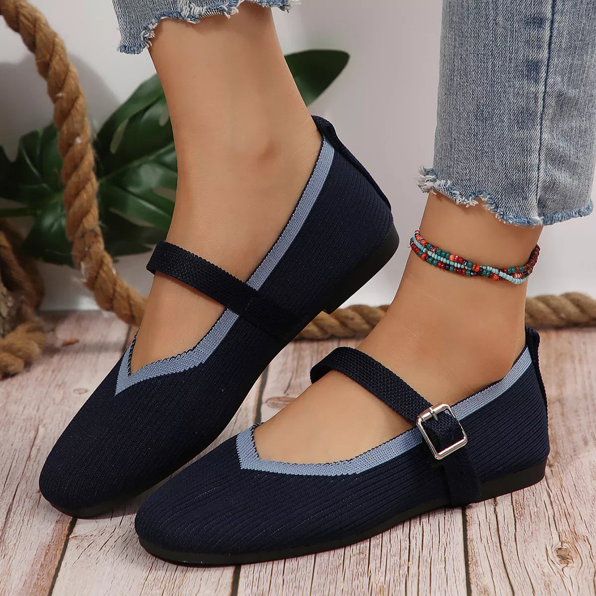 Round Toe Mesh Slip-Ons by Trendsi