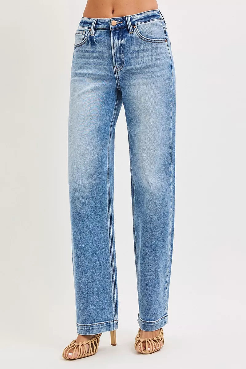 RISEN High Rise Wide Baggy Jeans by Trendsi