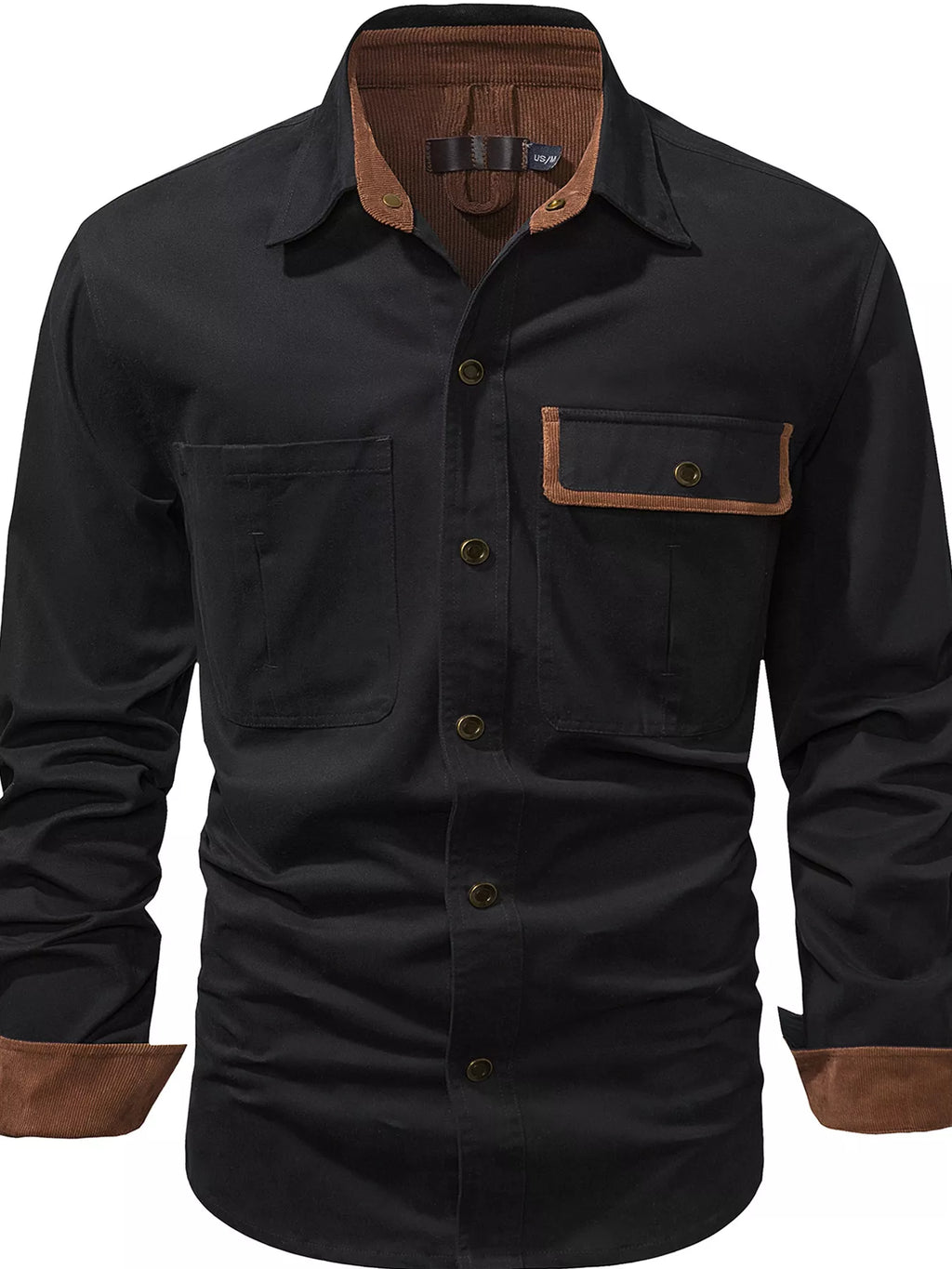 Men's Casual Long Sleeve Button-Down Shirt with Pockets by Trendsi